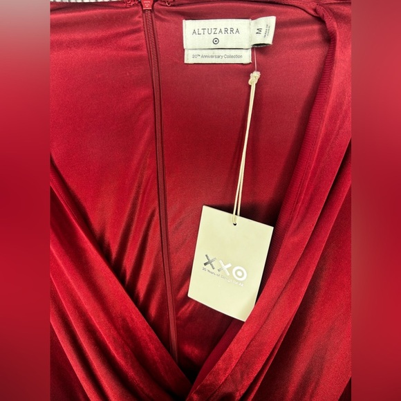 Women’s NWT Altuzarra Target Red Designer Polyester Wrap Dress Size Medium Flaw - Picture 3 of 7